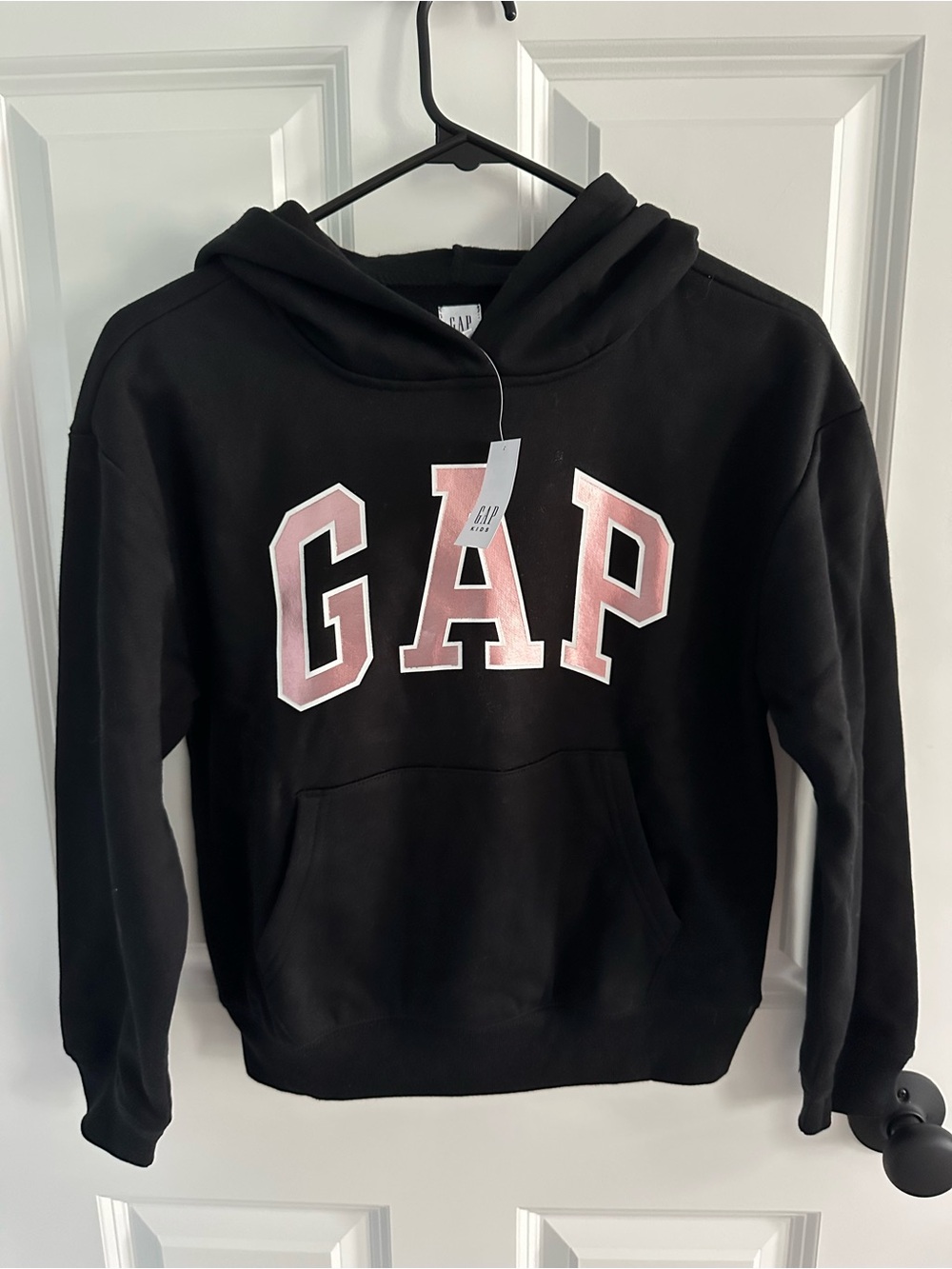 GAP Black Hoodie with Pink Lettering